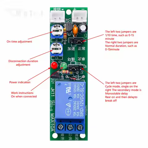 (0 -24Hours)JK11 Adjustable Cycle Timer Relay Delay On/Off Switch Relay Shield DC 5V 12V 24V Timer R