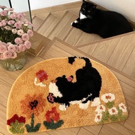Creative Cat Semicircle Bathroom Absorbent Small Floor Mat Bedroom Entry Pastoral Household Foot Mat