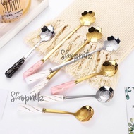 Cake Spoon Flower Cake Spoon with Stainless Steel Ceramic Handle