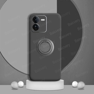 Phone Case iQOO z9 5G / iQOO Neo9 / iQOO Neo9Pro / VIVO Y100 5G 2024 / VIVO Y200E / VIVO V29E 5G / VIVO V30 Lite High Quality Matte Black Shell With Circle Phone Bracket Cover