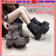 [Ms.LIN] Retro Thick-Soled British Style Cowboy Boots for Women ,Western cowboy ankle boots Women, B