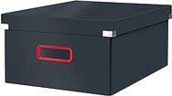 Leitz Click &amp; Store Large Storage Box, Foldable A3 File Box with Lid, Sturdy Premium Cardboard Container for Filing Documents, Home/Office, Cosy Series, Velvet Grey, 53490089
