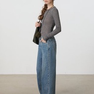 工藝單寧系列 復古撞釘裝飾環保酵洗直筒牛仔褲