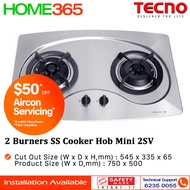 Tecno 2 Burners Stainless Steel Cooker Hob Mini 2SV - LPG/PUB - FREE INSTALLATION
