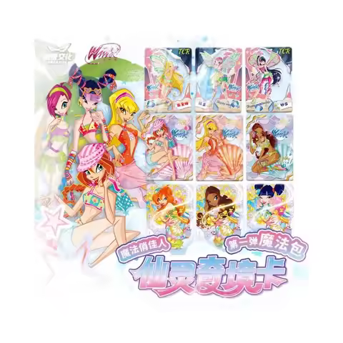 Genuine Winx Club Card Magic Bag Fairy Bag Fairy Wonderland Cards Bloom Stella Flora Anime Cards Toy