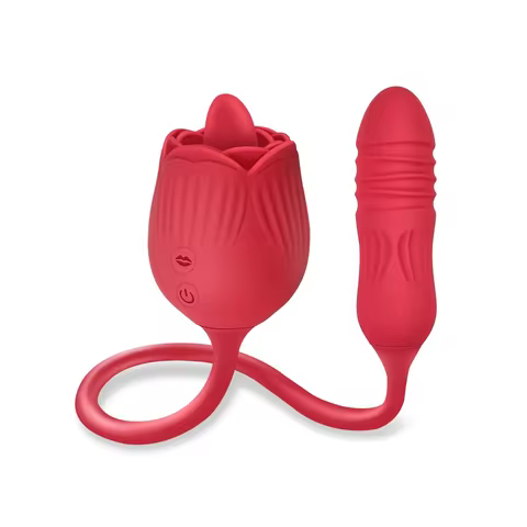 Licking Rose Egg Vibrator Rose Tongue Vibrator with Vibrating Thrusting Egg 2 In 1 Clitoris G-spot O