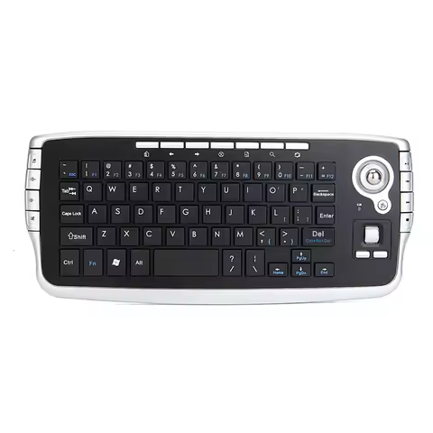 Jomaa Portable USB Wireless Trackball Keyboard with Trackball and Scroll Wheel Mini USB Keyboard for