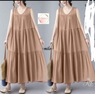 Dress murah Wanita terlaris lola lekbongBahan Katun Rayon Viscone Panjang Polos Import Korean Style 