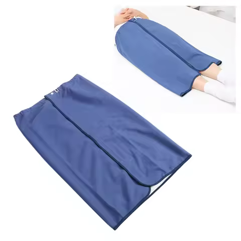 Adult Urine Skirt Fully Open Design Dark Blue Wearable Adjust Waist Diaper Skirt Cotton Cloth Button