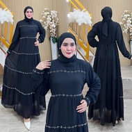 AJE ZAS - ABAYA - 37 Latest Black Basic Sequin Pearl Press Ceruti Material babydoll Dress for Adult 