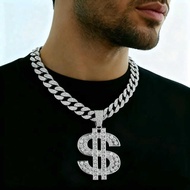 European American Dollar Symbol necklace Fashion Exaggerated Full Diamond Dollar Men Women Unique St