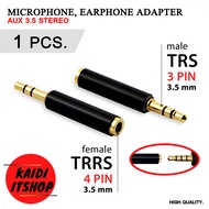 อะแดปเตอร์แปลง AUX 3.5 มม. 3 ขีด แปลงเป็น 2 ขีด 4 Pin TRRS to 3 Pin TRS Microphone Earphone Adapter 