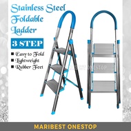 3 Step Stainless Steel Aluminium Pedal Foldable Stool Ladder with Soft Hand Grip [SSA03]