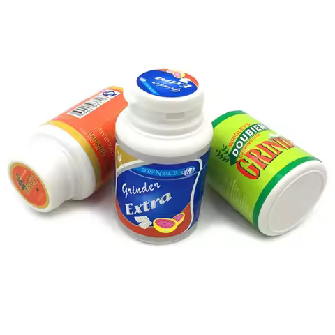 3 layer Herb Herbal Grinder Gum Bottle Plastic Metal Spice Pollen Crusher Tobacco Smoking Grinder sm