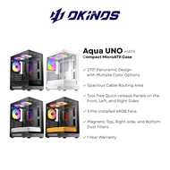 OKINOS Aqua UNO Black mATX Casing with 3pcs preinstalled aRGB fans