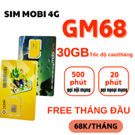 (FREE THÁNG ĐẦU) SIM GMobile GM68 Tặng 1GB/ngày Full Tốc Độ Cao + 500 Phút Thoại Nội Mạng/Tháng Chỉ