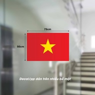 Decal Mẫu LÁ CỜ ĐỎ SAO VÀNG VIỆT NAM Dán Cửa Hàng Phòng Làm Việc Công Ty Decor Cửa Kính
