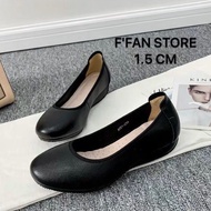 Giày tiếp viên hàng không nữ [da thật] mũi tròn da mềm mại công sở cao gót đế vuông màu đen bít mũi 