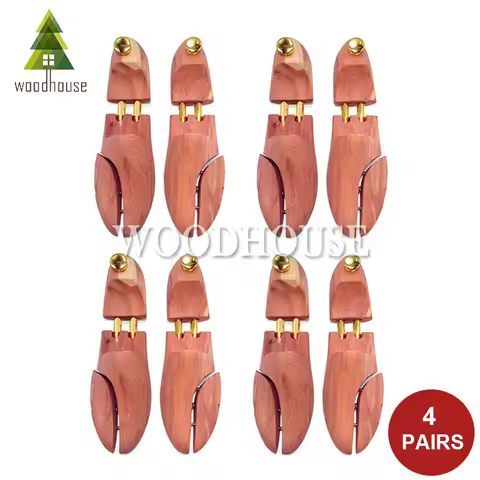 4-PACK Men's and Women's Twin Tube Adjustable Red Cedar Shoe Tree Wood Shoe Tree