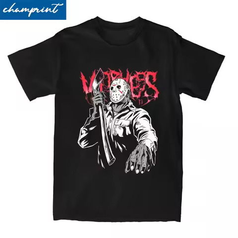 Jason Voorhees T-Shirt Men Crewneck Short Sleeve Clothes Friday 13th Horror Movies Cotton Summer Clo