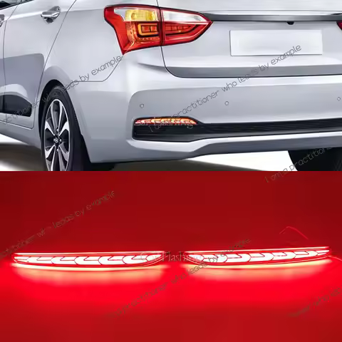 2PCS For Hyundai Xcent I10 2018 2019 2020 Car Rear Bumper Reflector Lights LED Driving Brake Turn Si