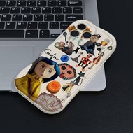 Movie Coraline Black Cat Button Key Casing for Apple iPhone 17 Air 16 15 14 13 12 11 Pro Max X XR XS
