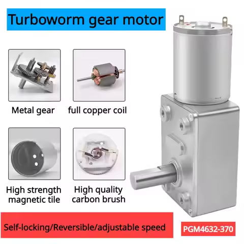ZGY370 Worm Gear Motor JGY370 4632 DC 6V 12V 24V High Torque Worm Reversible Turbo Metal Geared Gear