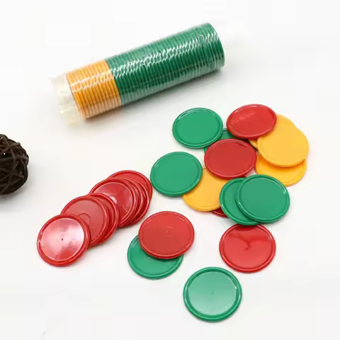 68pcs/lot 3.2cm Plastic Poker Chips Candy Colors Red Yellow Green Playing Games Chips for Fun Family