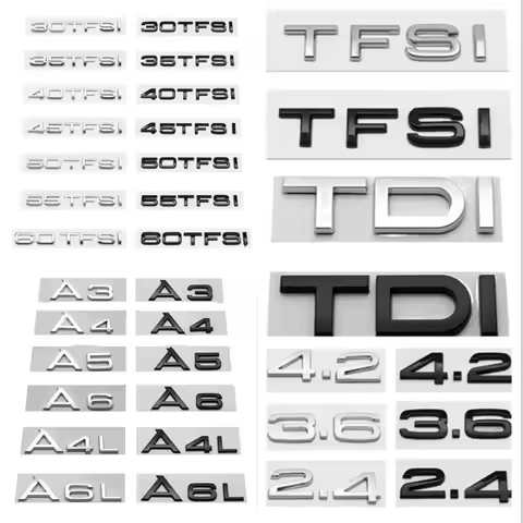 3D ABS Car Rear Trunk Logo Sticker 2.0 3.0 4.0 30 35 40 45 50 55 60 TFSI TDI V6T 2.0T For Audi A1 A3