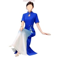 [M-5XL] Long Sleeve Long Cheongsam Dress Woman Plus Size Color Gradient Cheongsam Elegant Cheongsam 