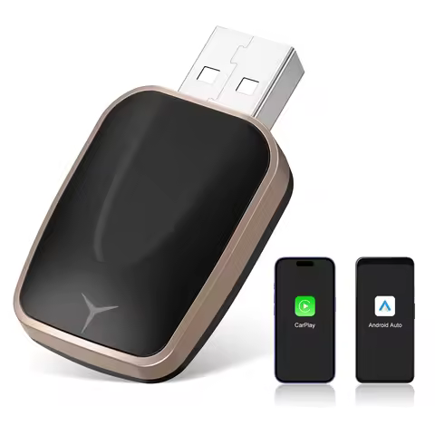 2 in 1 Carplay Android Auto Wired to Wireless Smart Mini Adapter, Compatible with 99% of Cars, Plug 