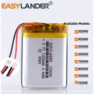 JST2.0 2P 803040 3.7V 1000mAh 303040 403040 503040 603040 703040 903040 103040 1200mAh 123040 Lithiu