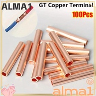 ALMA 100Pcs GT Copper Terminal Connecting Tube, Hole Passing Cable Connector Kit Wire Terminal Crimp