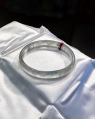 冰玻種 天然翡翠 緬甸 A玉 玉鐲 • 玻璃種花青飄花翡翠貴妃鐲