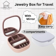 HomeVille Jewelry Storage Box for Travel – Portable Organizer Jewel Box with Mirror 7 Compartments