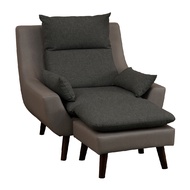 [特價]【UHO】現代高背機能涼感布-單人沙發+腳椅深灰色