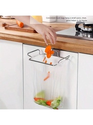 1pc Metal Trash Rack Cabinet Door Garbage Bags Holder Closet Garbage Storage Holder, Kitchen Accesso
