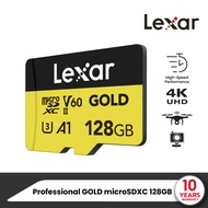 Lexar MicroSD Gold 128GB UHS-II U3 V60 (ไมโครเอสดีการ์ด) Full-HD 3D 4K RW280/100MB/s (LMSGOLD128G) เ