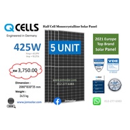 5 UNIT 425W (2.12kW) Monocrystalline Solar Panel - Qcells - Made In Malaysia - Germany Technology - 