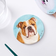 英國老虎狗 英國鬥牛犬 狗狗-圓型陶瓷吸水杯墊/動物/居家用品