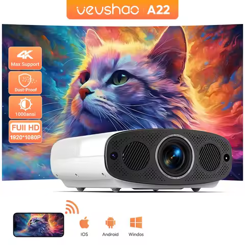 VEVSHAO A22 Full HD 1080P Projector 4K 1000ANSI Android WiFi Auto Focus 10W*2 Home Theater Projector