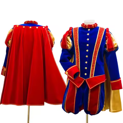 Historical Henry VIII Uniform Suit with Cape Tudor Elizabethan King Prince Costume Renaissance Knigh