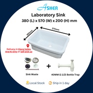 Asher 570MM Rectangle White Ceramic Utility Lab White Basin Sink Sinki Lab Pedicure Sink For Laborat