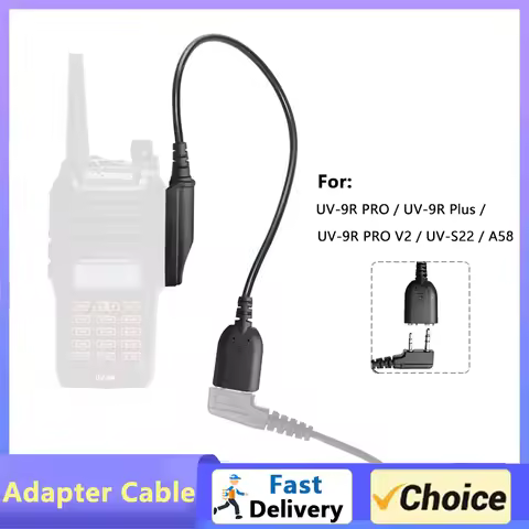 Adapter Cable Baofeng UV-9R Pro v2 Waterproof Walkie Talkie 2 Pin K Headset Speaker Mic for UV-XR BF