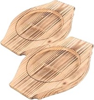 LIFKOME 2pcs Heat Resistant Wooden Saucer for Stone Bowl Pot Mats for Kitchen Casserole Stone Bowl M
