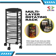 3 4 5 Layer Rotatable Kitchen Utility Trolley Cart Shelf Storage Rack Organizer With Wheels Stand