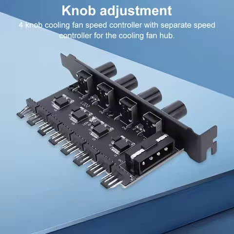 PC Fan Hub SATA/4 Pin Adapter 8 Channel PWM Hub Cooling Fan Speed Controller 4 Knob PWM Cooler Fan H