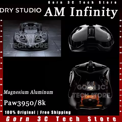Angry Miao AM Infinity Gaming Mouse Magnesium Aluminum Alloy Wireless 8k Polling Rate Paw3950 Sensor
