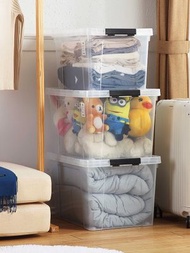 內地直送 - 加厚儲物箱收納箱整理箱塑膠透明衣服食品收納箱子