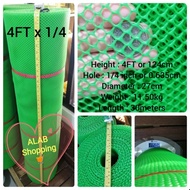 Green Plastic Screen (1Mx4FTx1/4"HOLE) Chicken Wire/Pet Cage/Anti-fall Protection